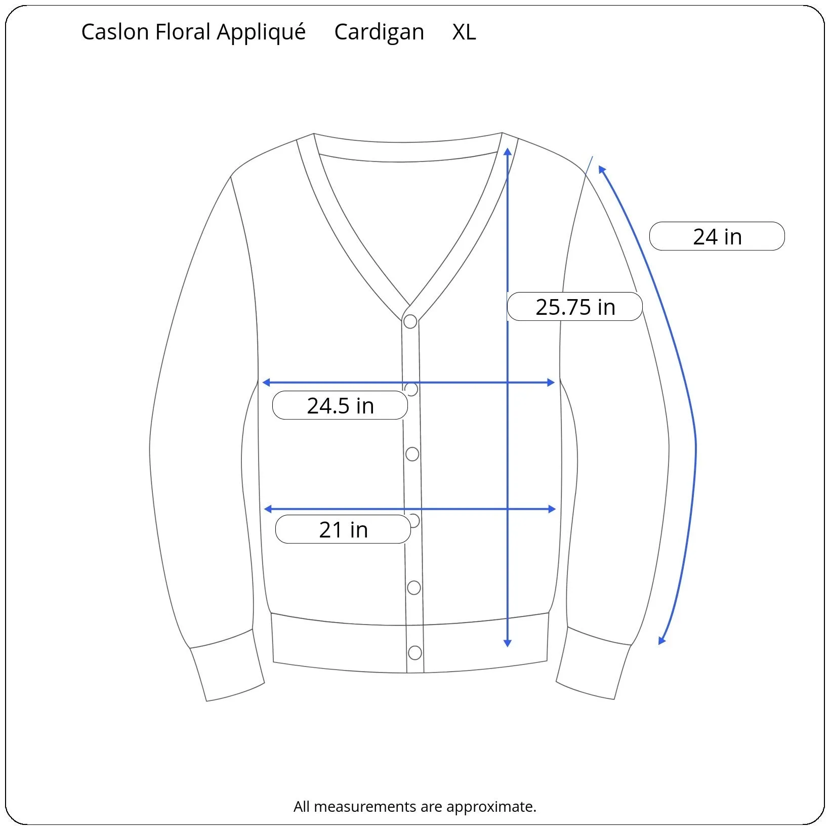 Caslon Gray Floral Appliqué Cotton Cashmere V-Neck Cardigan