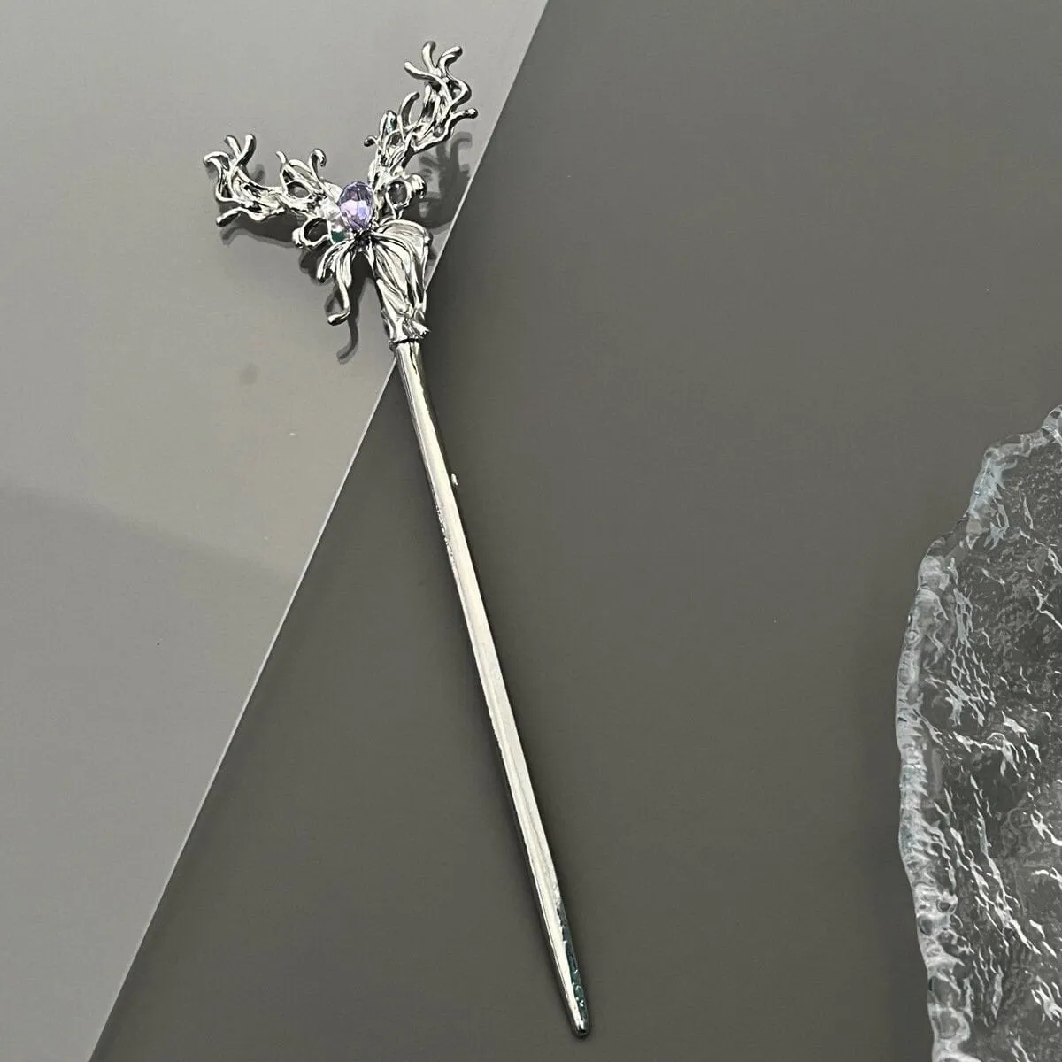 Chic Crystal Inlaid Abstract Butterfly Chignon Hair Fork Hair Pin