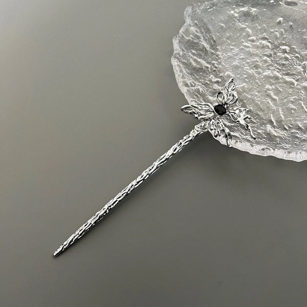 Chic Rhinestone Inlaid Abstract Butterfly Chignon Hair Fork Hair Pin