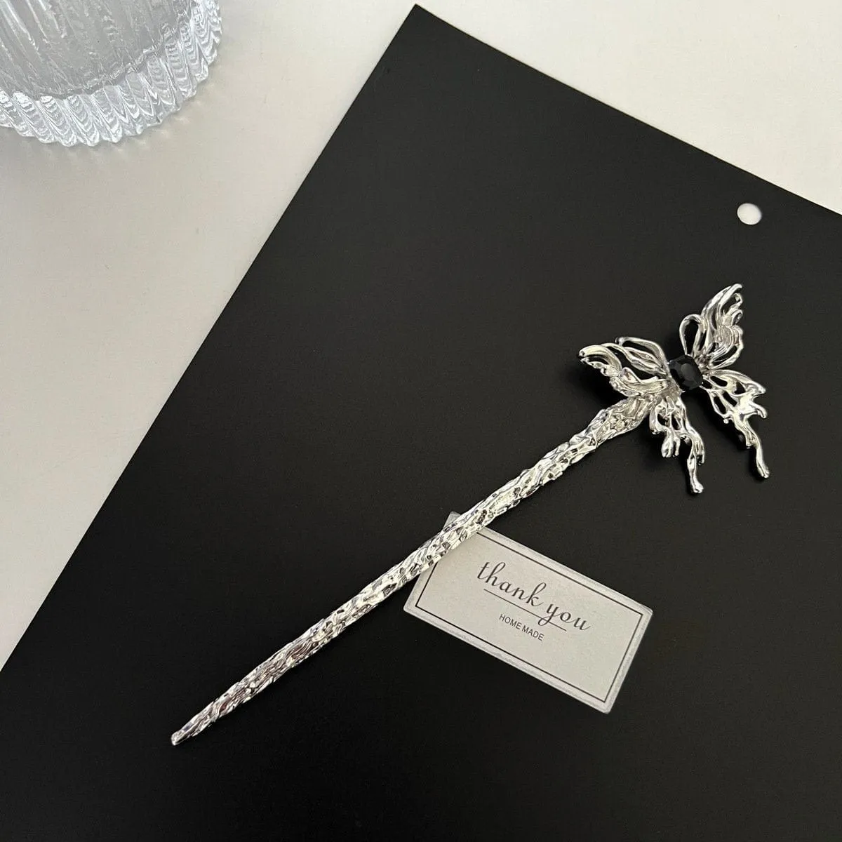 Chic Rhinestone Inlaid Abstract Butterfly Chignon Hair Fork Hair Pin
