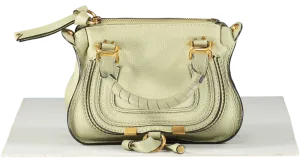 Chloé Sage Green grained leather Mini Marcie Double Carry Bag