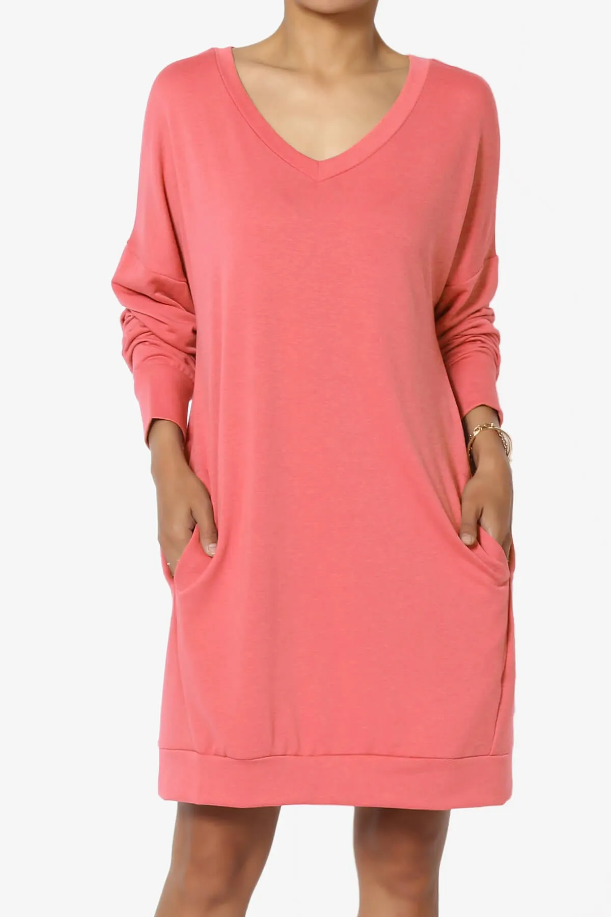 Chrissy V-Neck Pocket Soft Terry Tunic PLUS