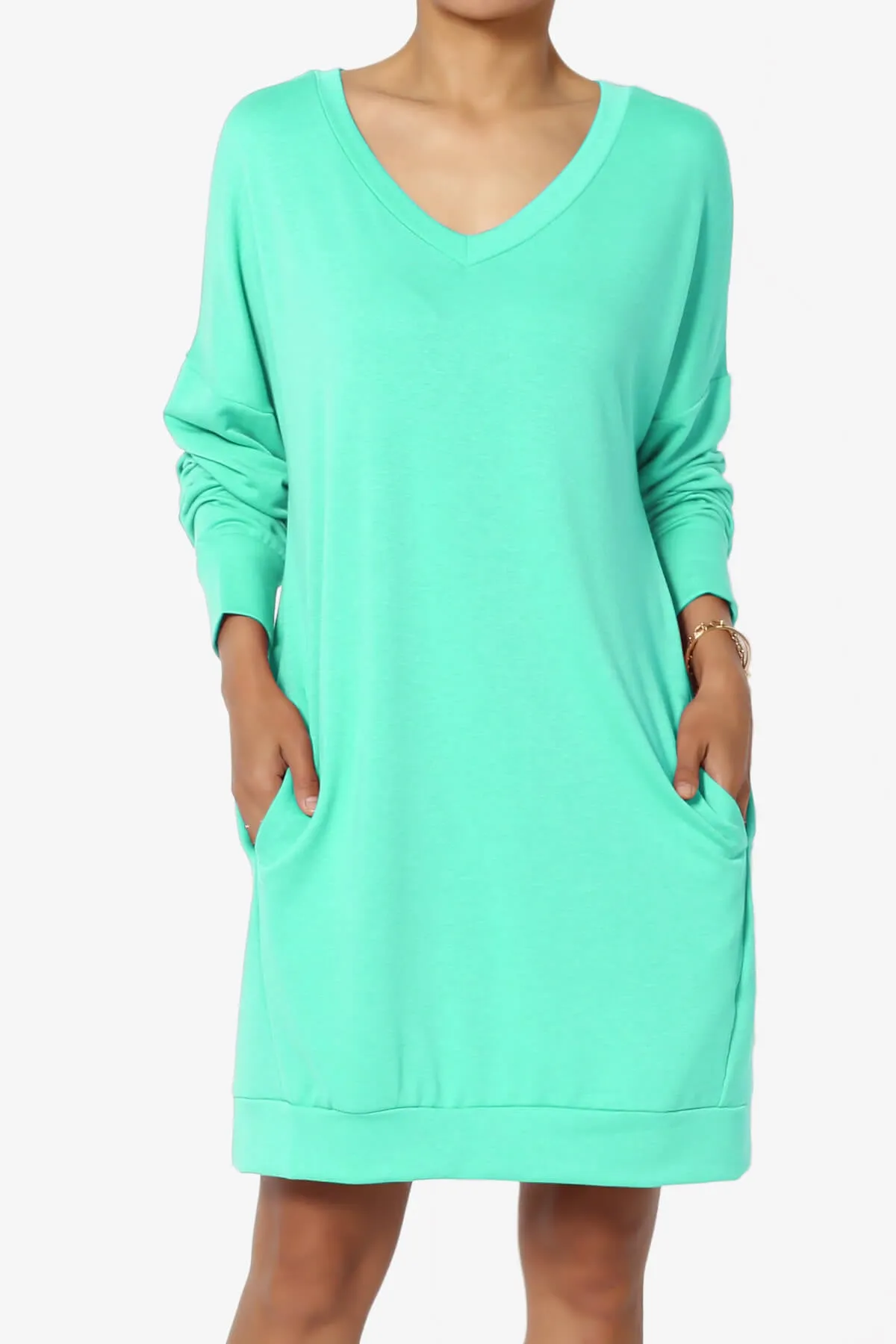 Chrissy V-Neck Pocket Soft Terry Tunic PLUS
