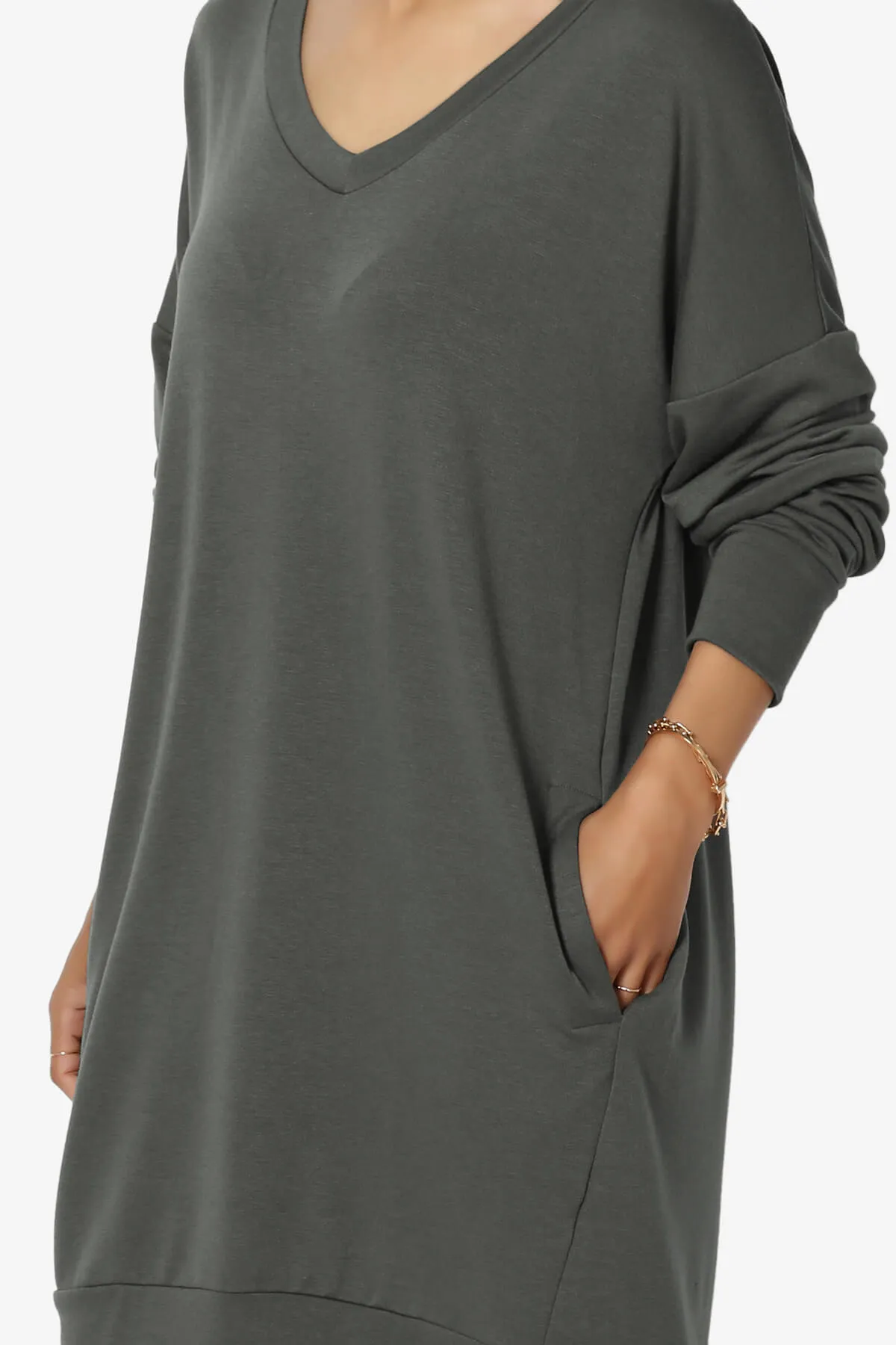 Chrissy V-Neck Pocket Soft Terry Tunic PLUS