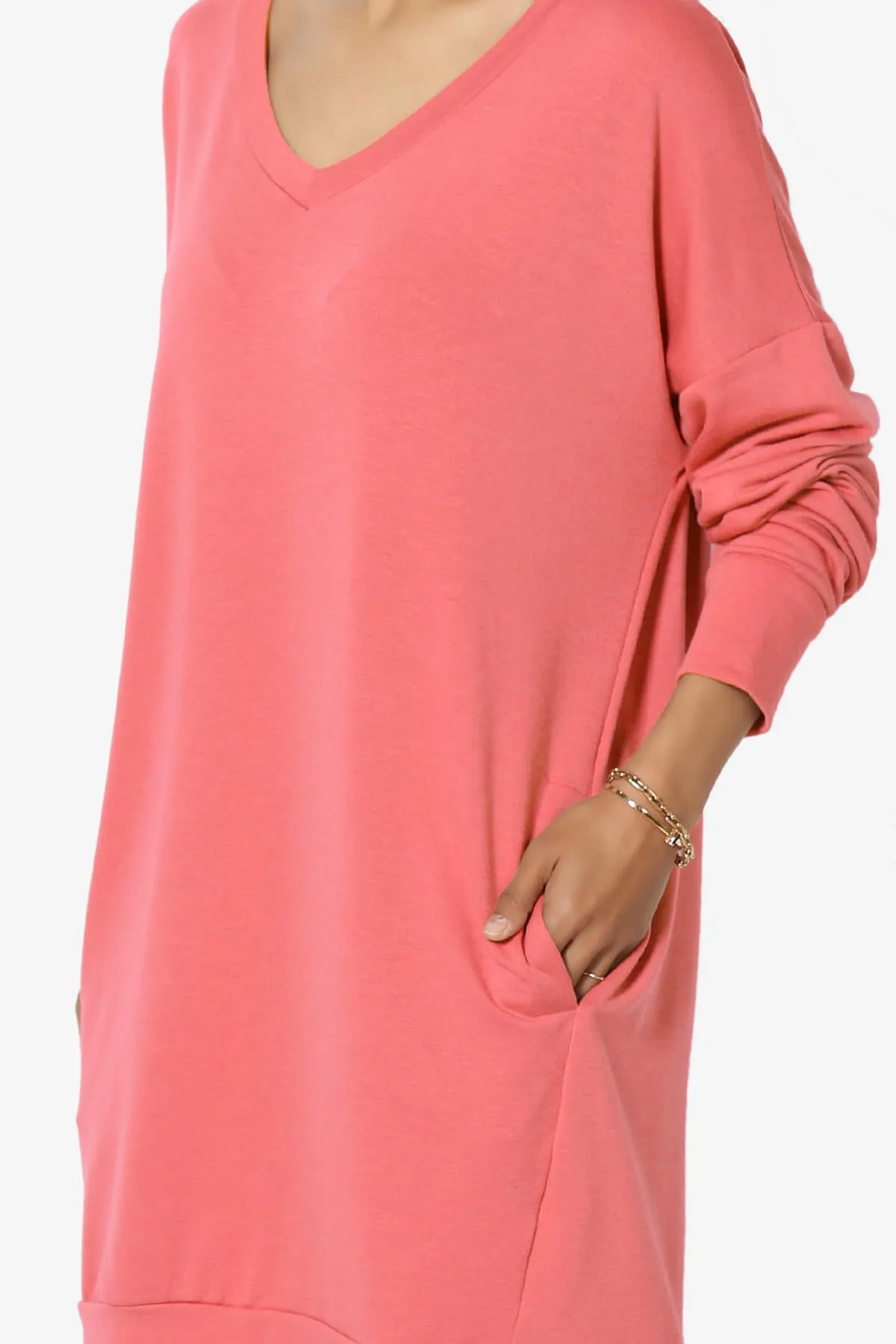 Chrissy V-Neck Pocket Soft Terry Tunic PLUS