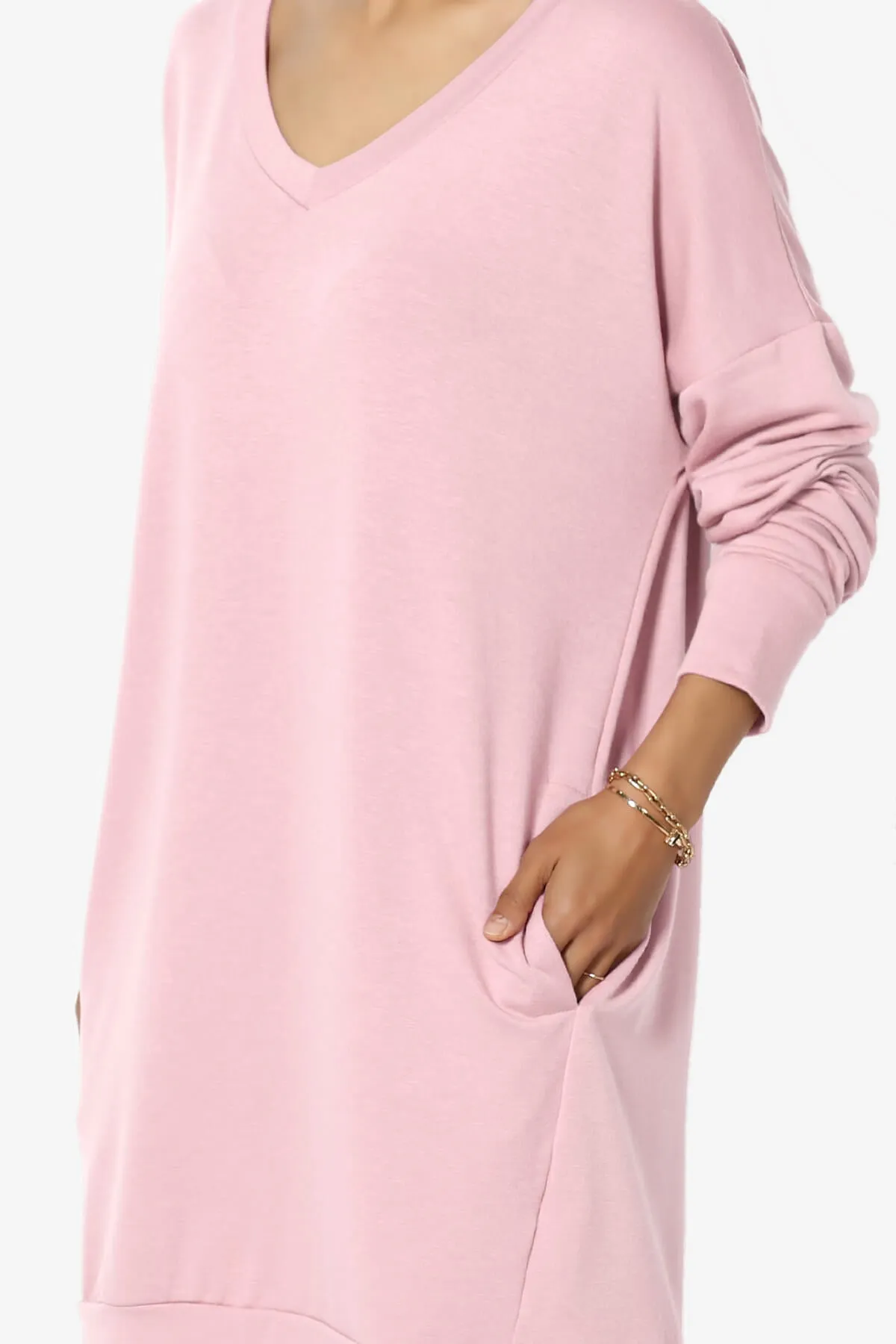 Chrissy V-Neck Pocket Soft Terry Tunic PLUS