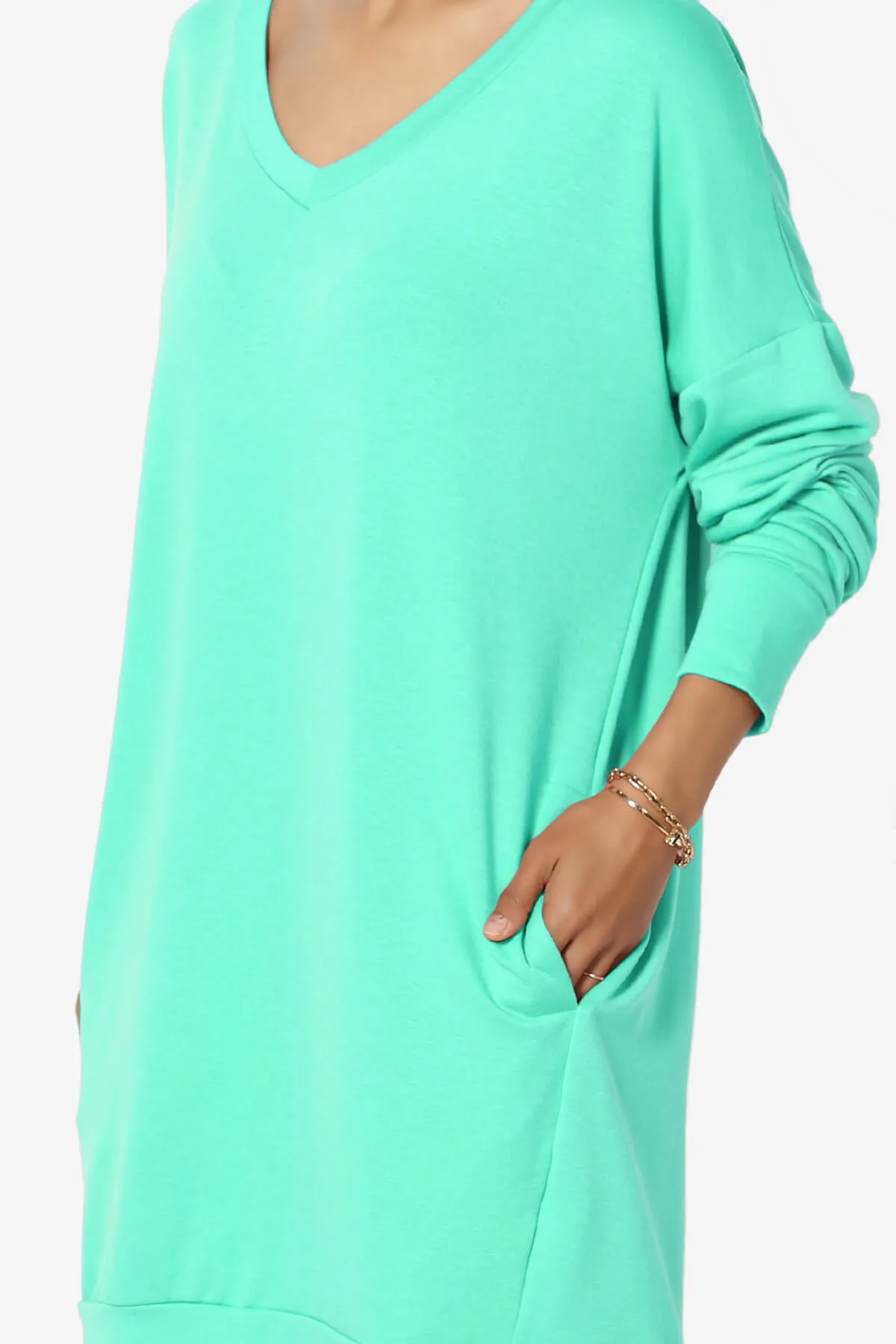 Chrissy V-Neck Pocket Soft Terry Tunic PLUS