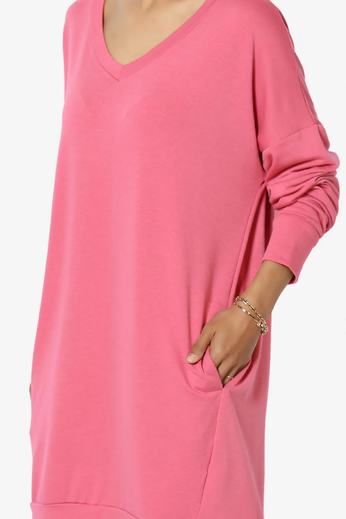 Chrissy V-Neck Pocket Soft Terry Tunic PLUS