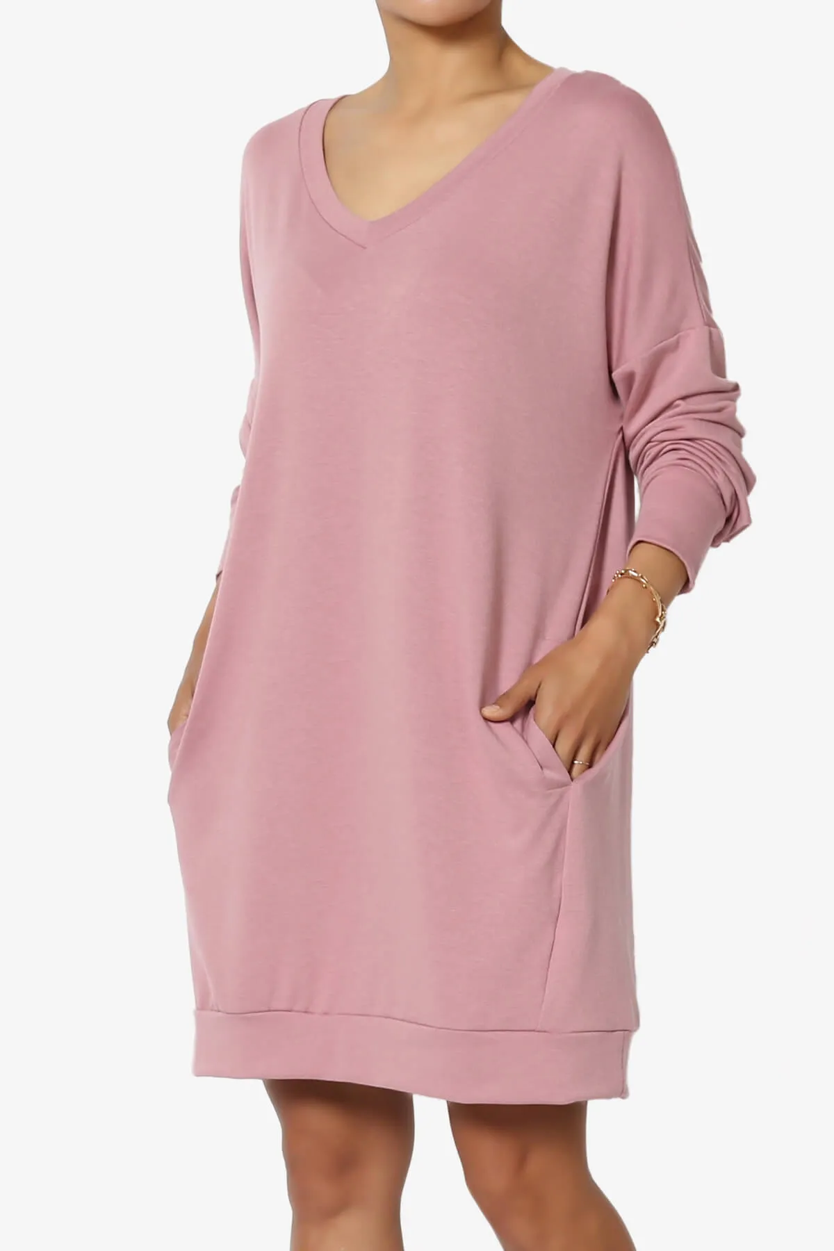Chrissy V-Neck Pocket Soft Terry Tunic PLUS