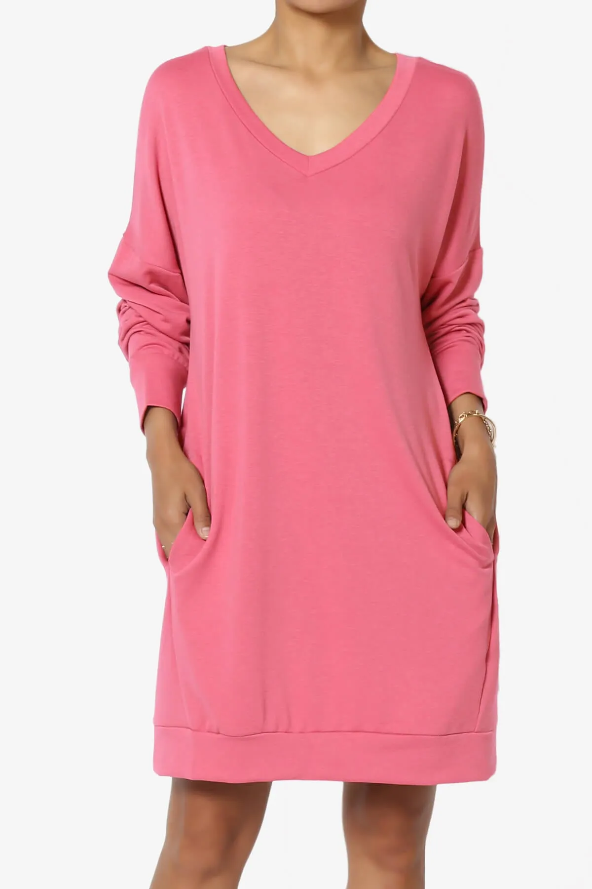 Chrissy V-Neck Pocket Soft Terry Tunic PLUS