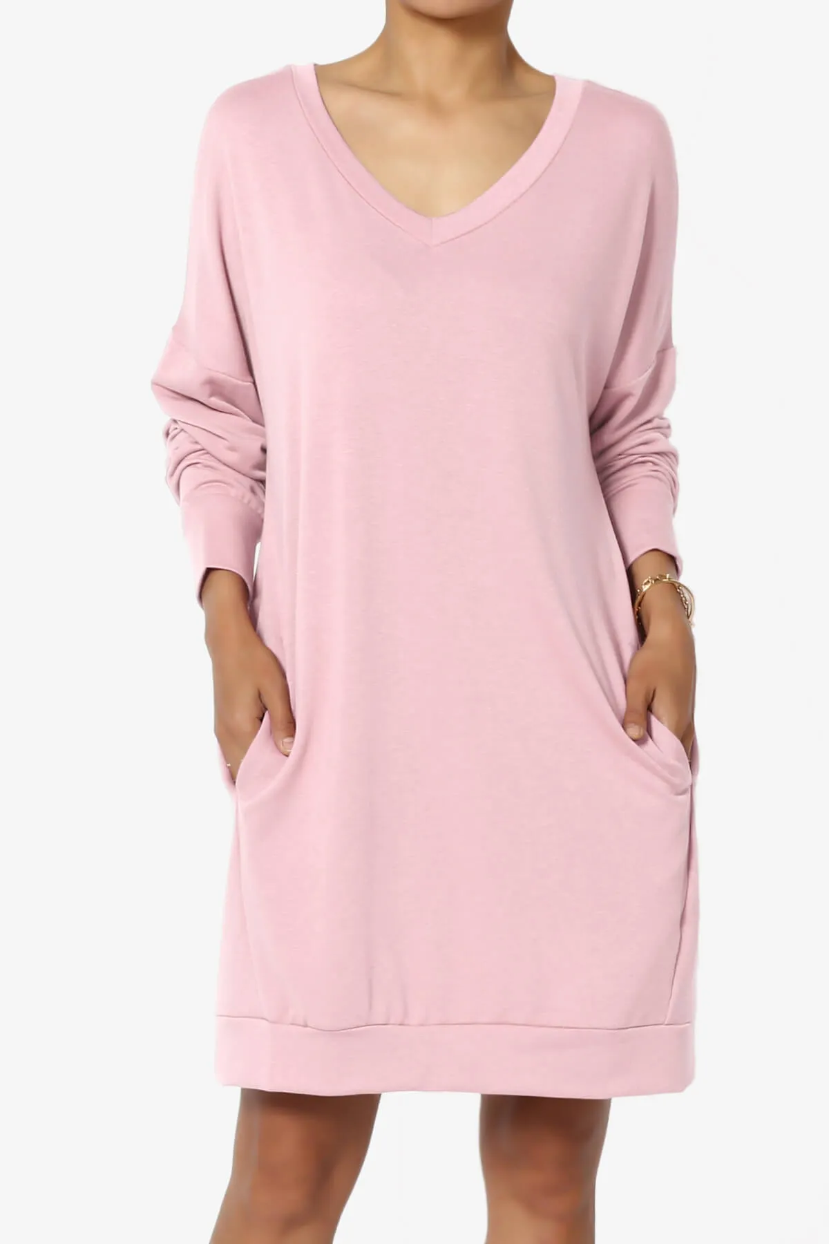Chrissy V-Neck Pocket Soft Terry Tunic PLUS