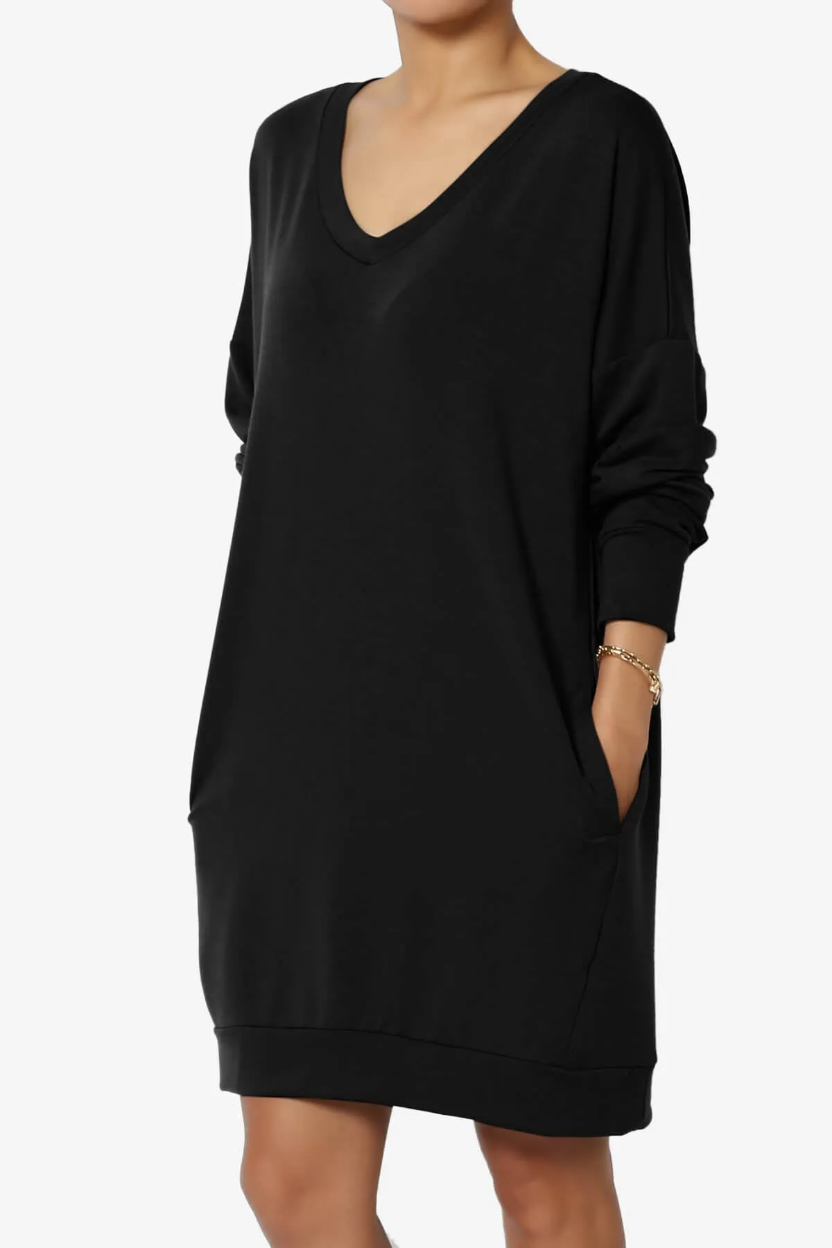 Chrissy V-Neck Pocket Soft Terry Tunic PLUS