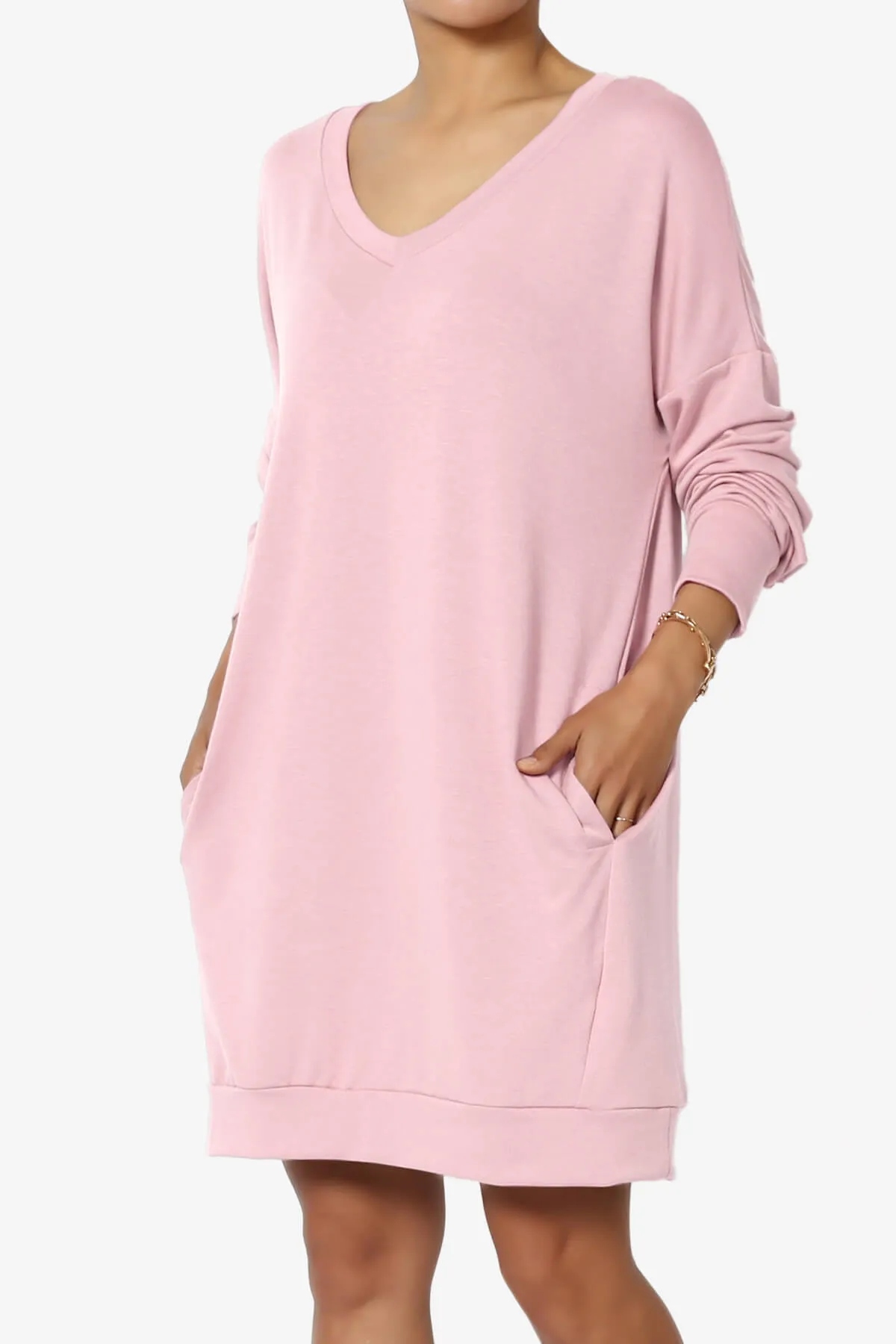 Chrissy V-Neck Pocket Soft Terry Tunic PLUS