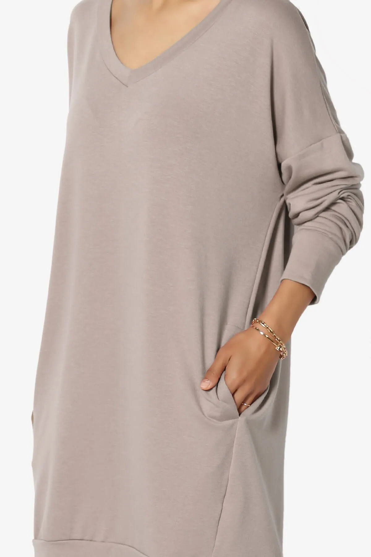 Chrissy V-Neck Pocket Soft Terry Tunic PLUS