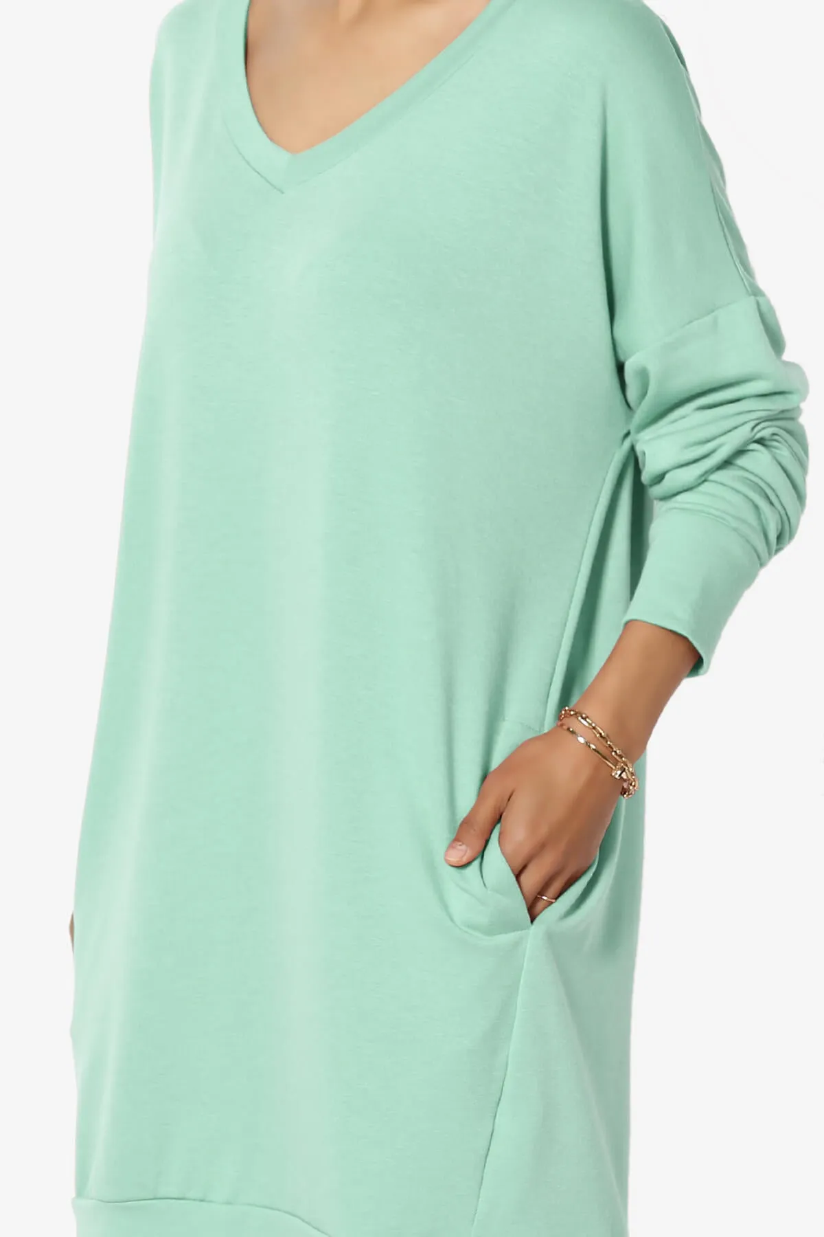 Chrissy V-Neck Pocket Soft Terry Tunic PLUS