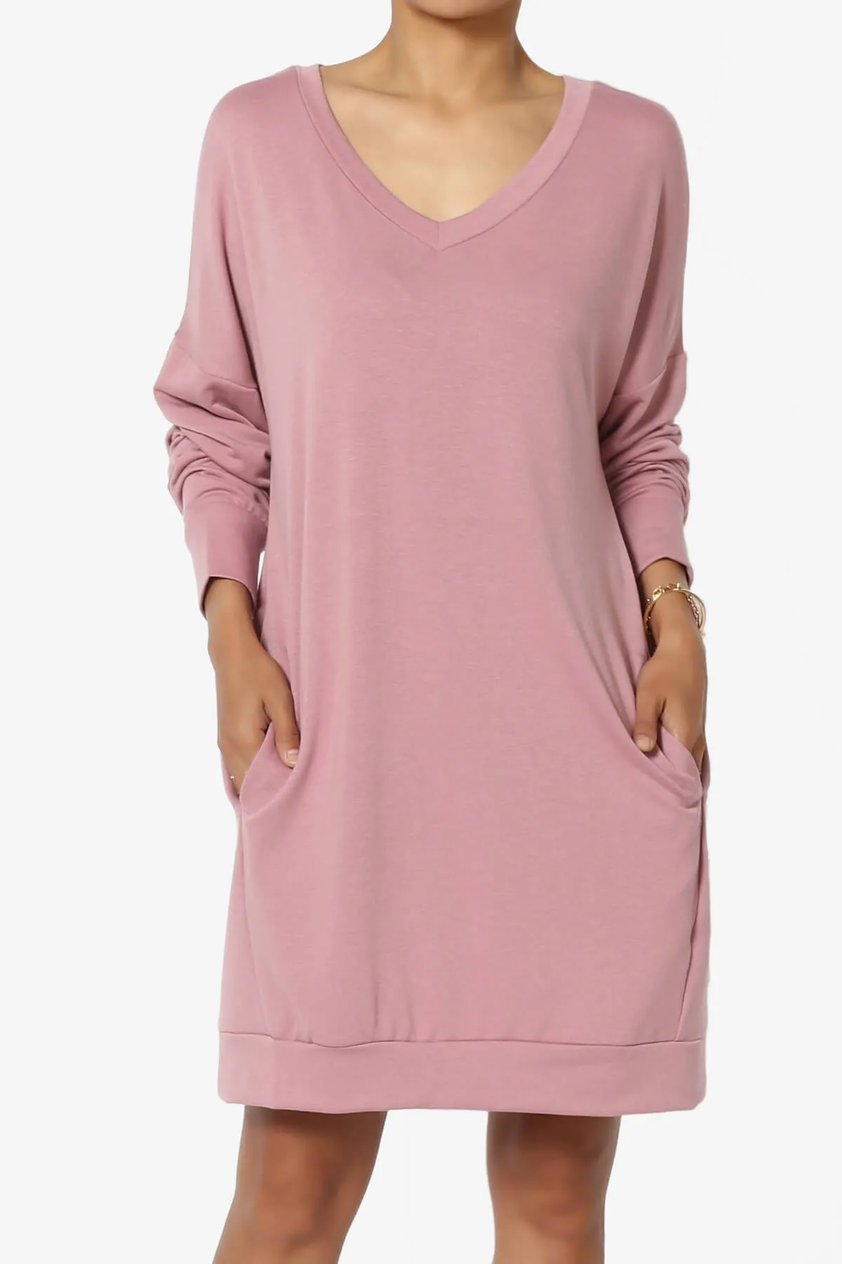 Chrissy V-Neck Pocket Soft Terry Tunic PLUS