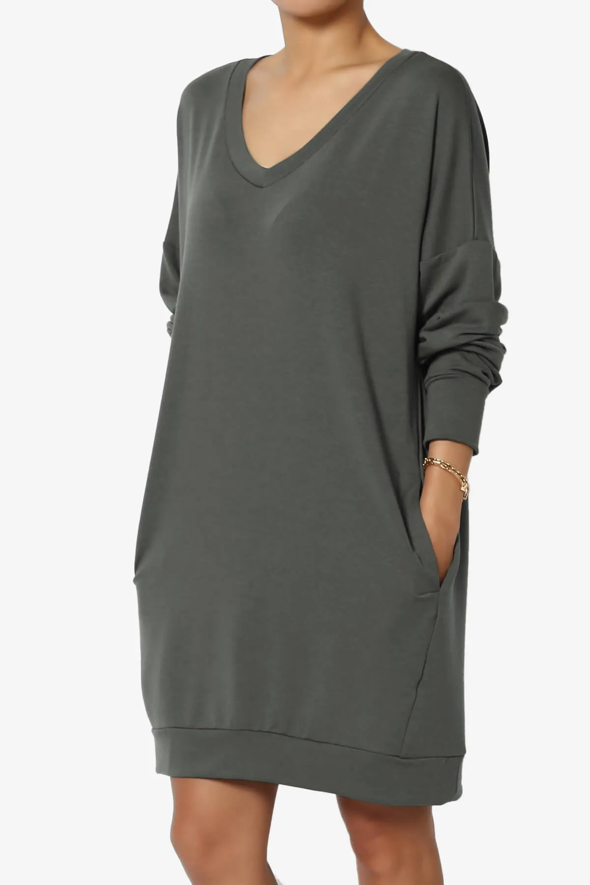 Chrissy V-Neck Pocket Soft Terry Tunic PLUS