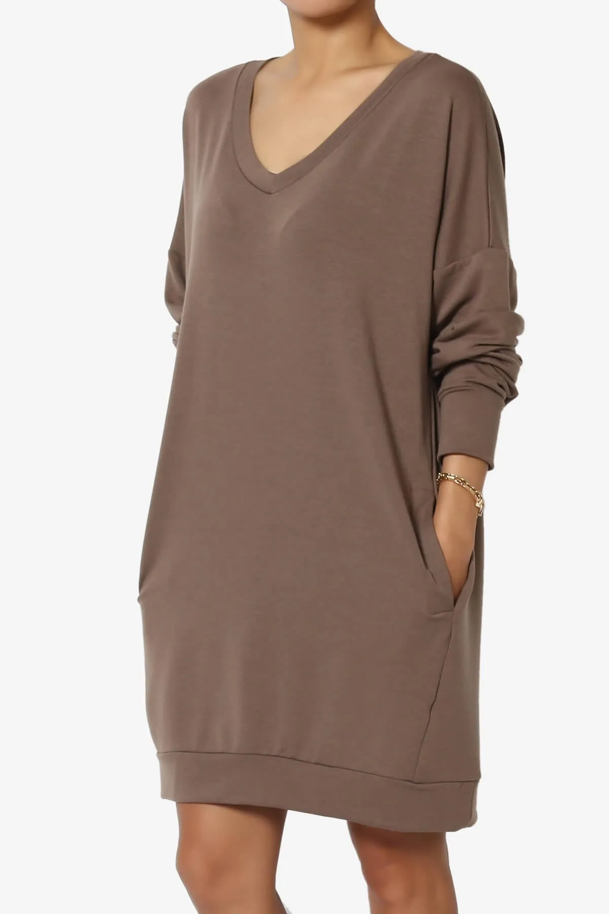 Chrissy V-Neck Pocket Soft Terry Tunic PLUS