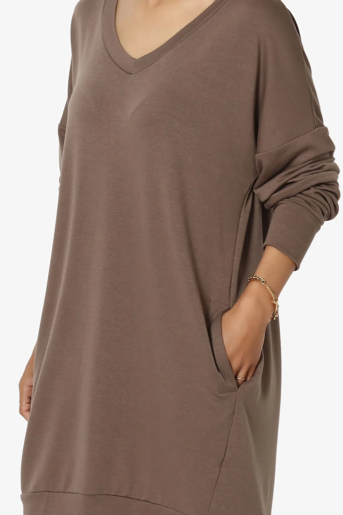 Chrissy V-Neck Pocket Soft Terry Tunic PLUS