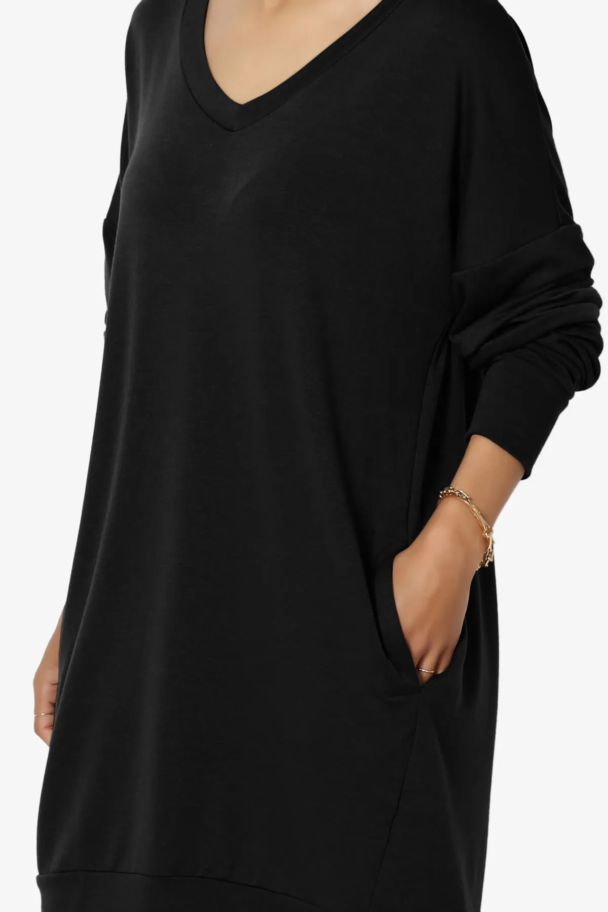 Chrissy V-Neck Pocket Soft Terry Tunic PLUS