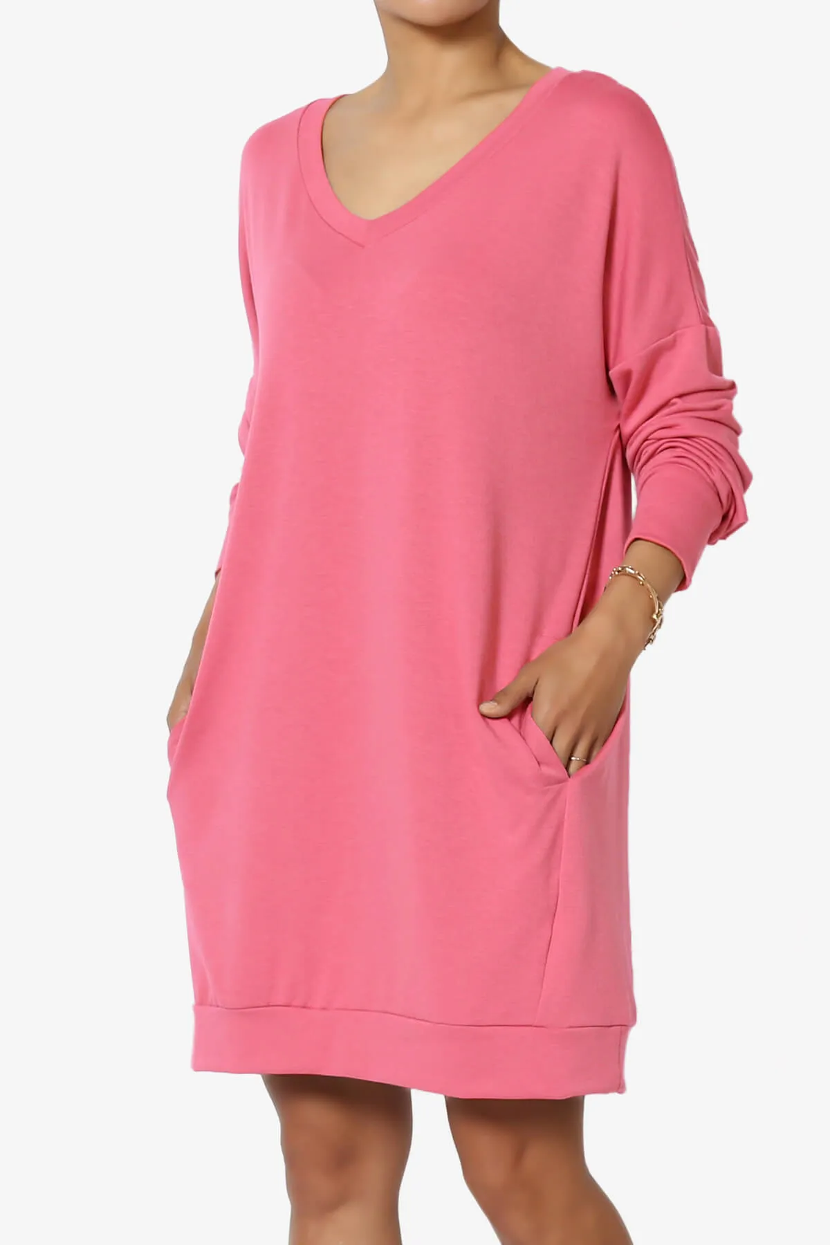 Chrissy V-Neck Pocket Soft Terry Tunic PLUS