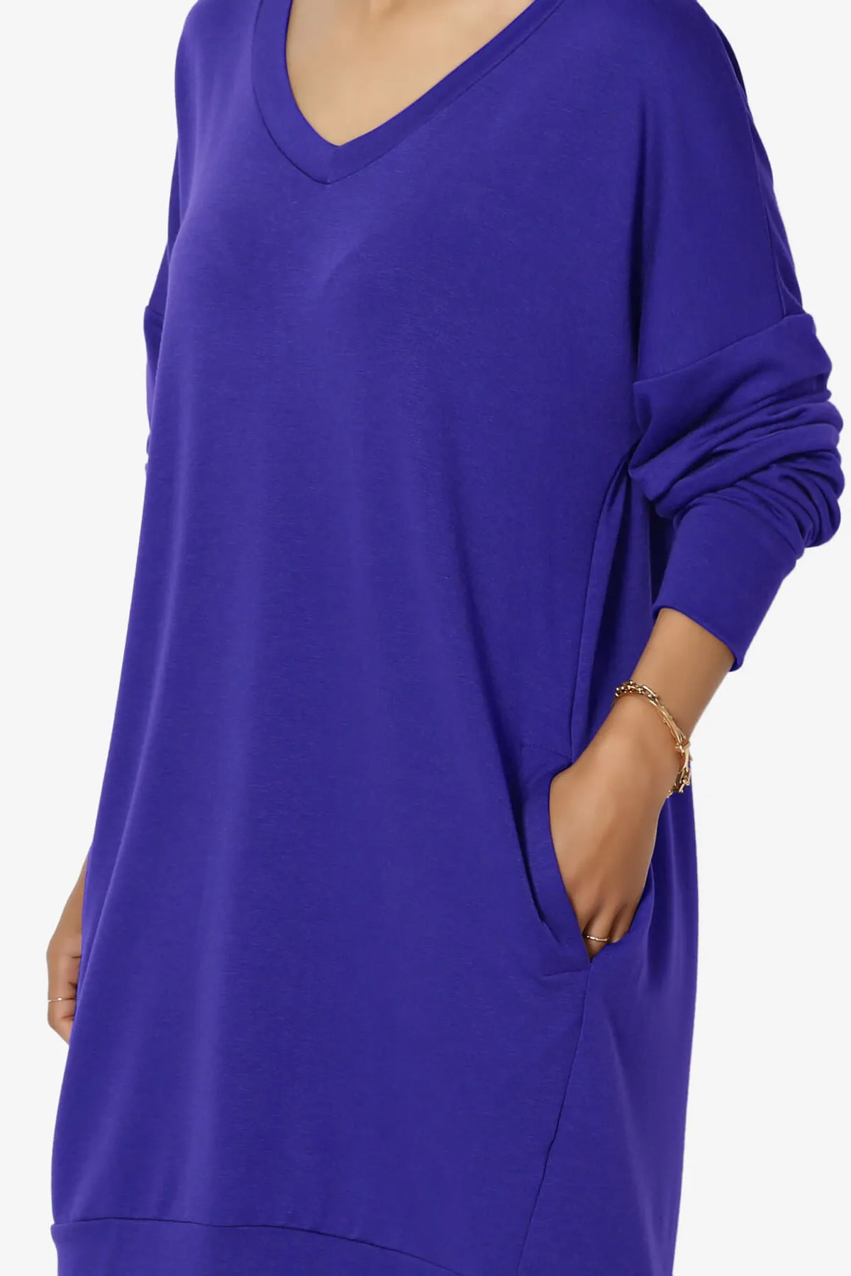 Chrissy V-Neck Pocket Soft Terry Tunic PLUS