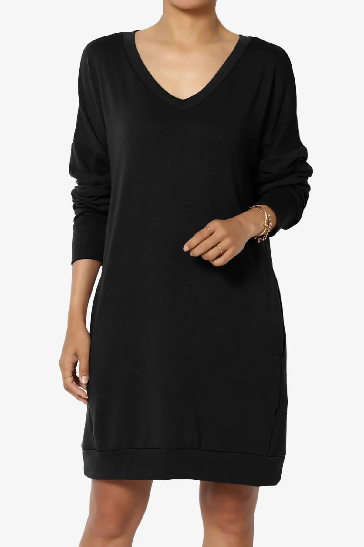 Chrissy V-Neck Pocket Soft Terry Tunic PLUS