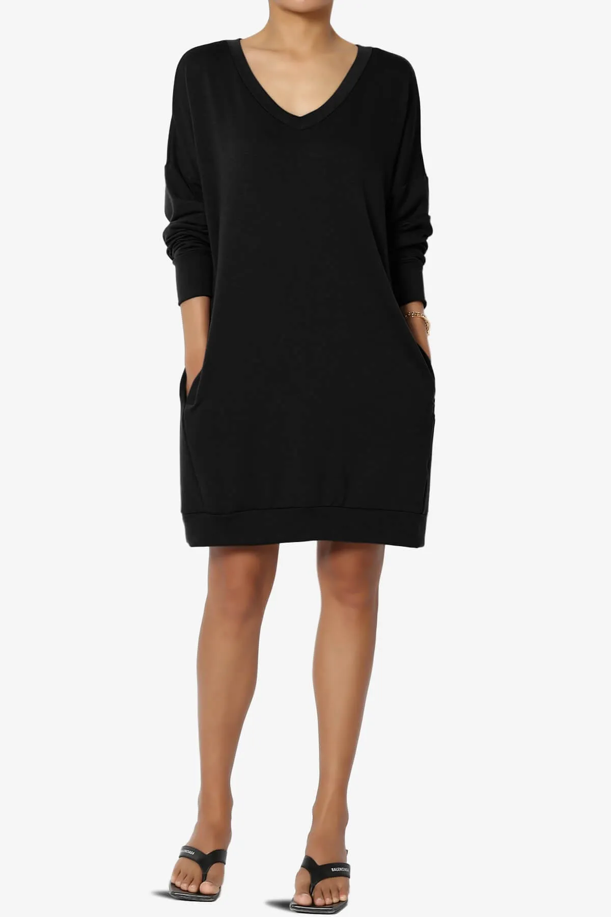 Chrissy V-Neck Pocket Soft Terry Tunic PLUS