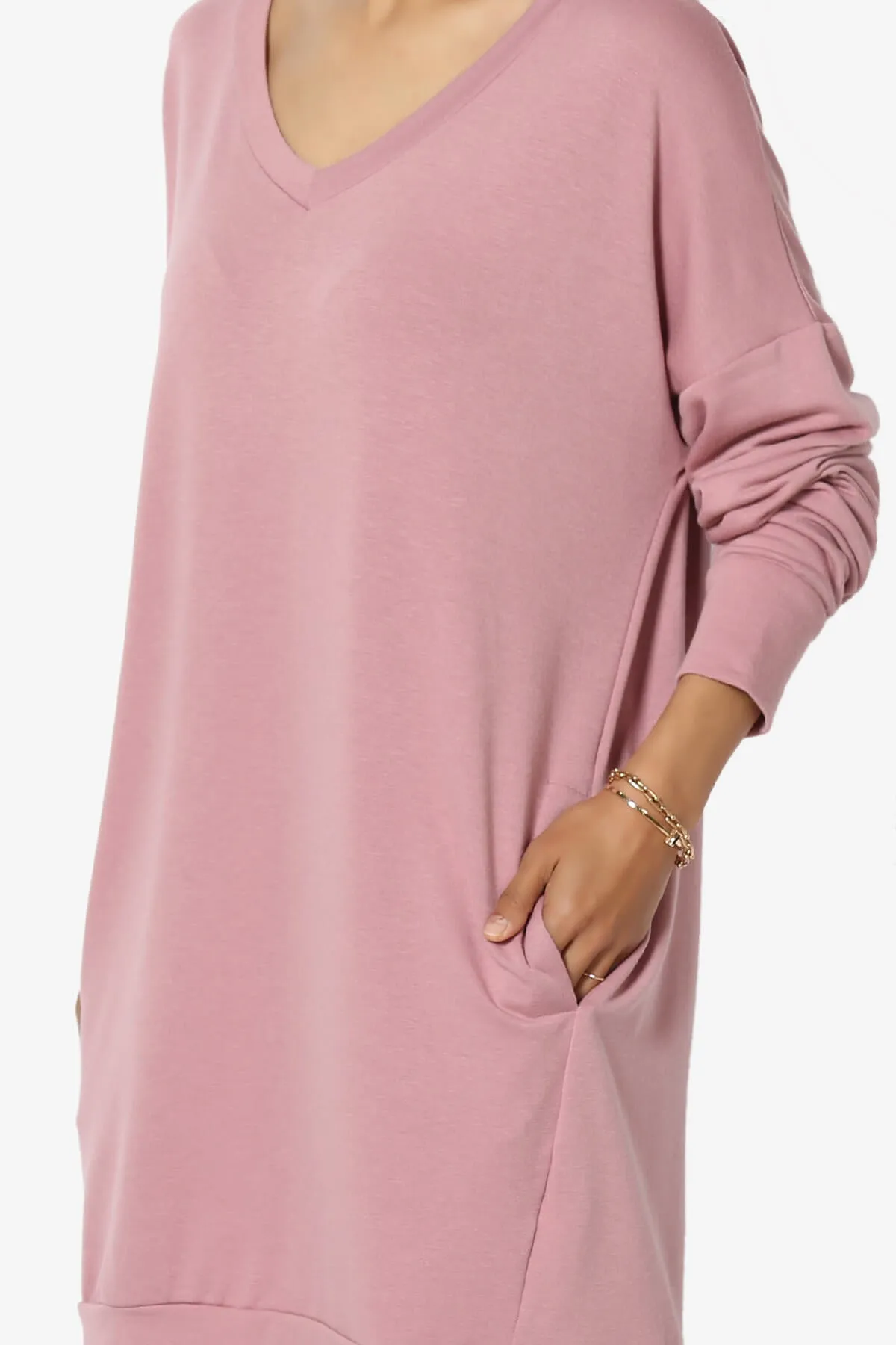 Chrissy V-Neck Pocket Soft Terry Tunic PLUS