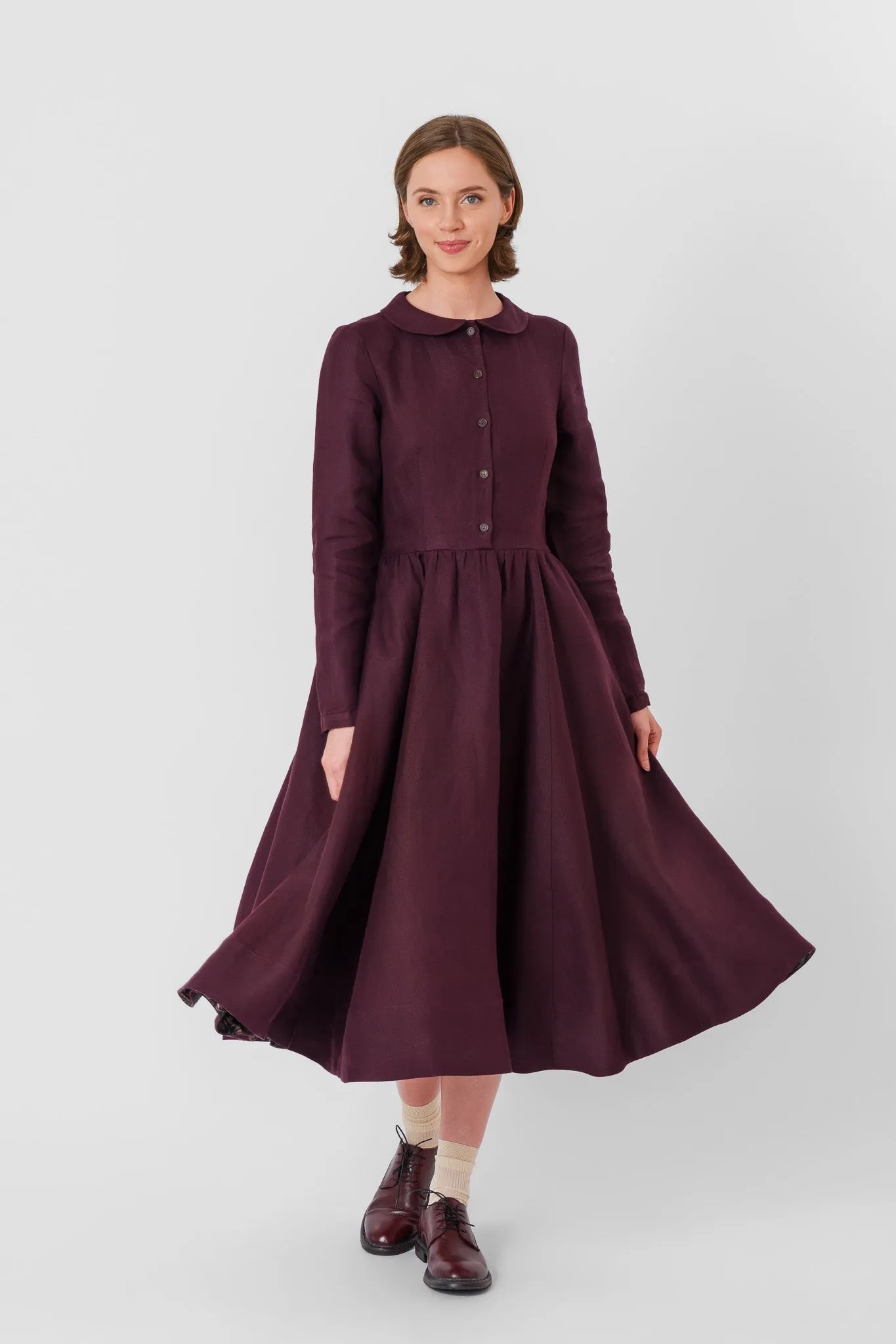 Classic Dress, Long Sleeve, Twill Linen