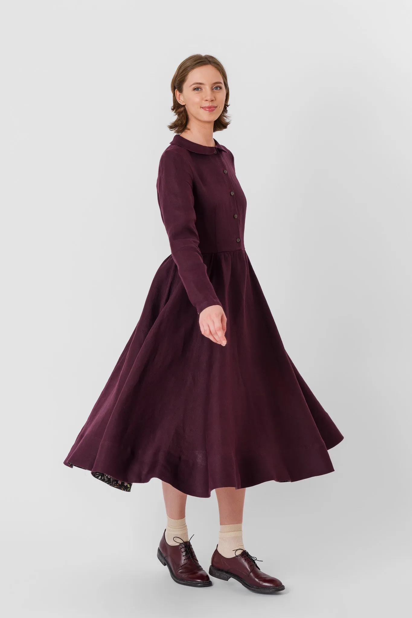 Classic Dress, Long Sleeve, Twill Linen