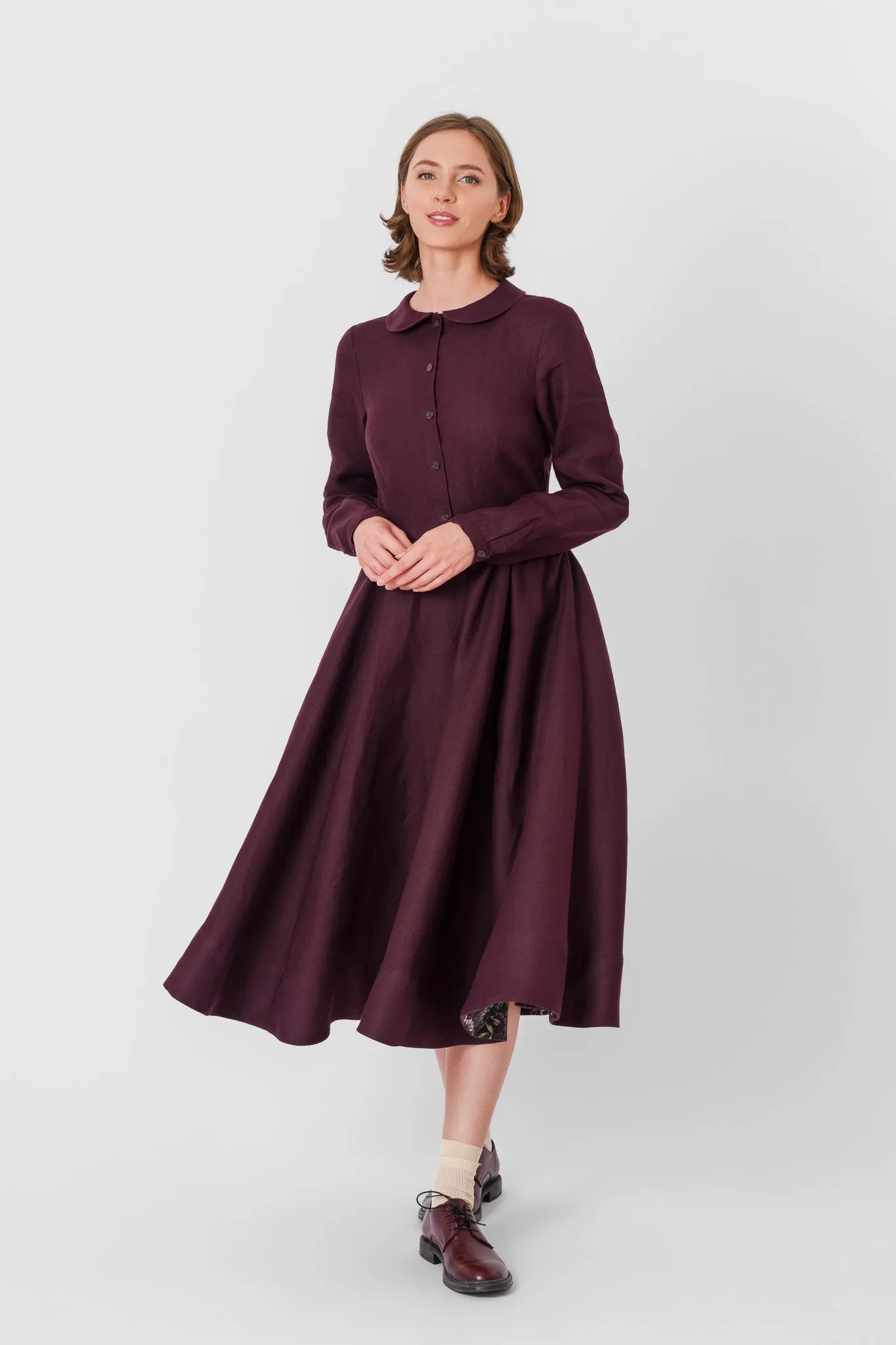 Classic Dress, Long Sleeve, Twill Linen