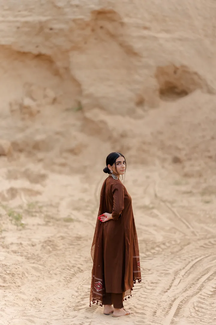 Coffee Brown Kurta set with dupatta