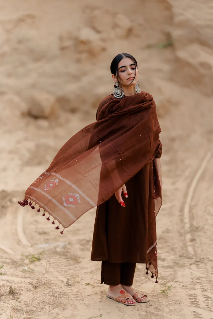 Coffee Brown Kurta set with dupatta
