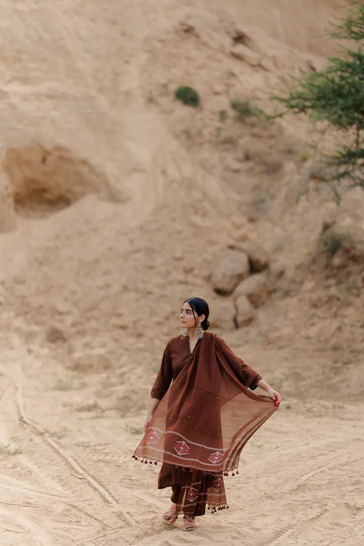 Coffee Brown Kurta set with dupatta