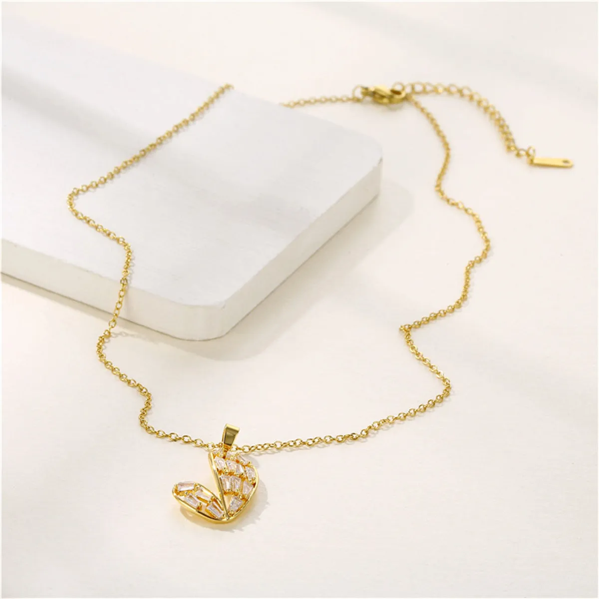 Crystal & 18K Gold-Plated Asymmetric Heart Pendant Necklace