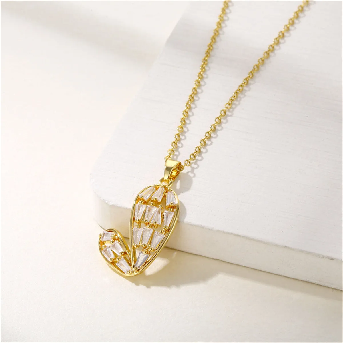 Crystal & 18K Gold-Plated Asymmetric Heart Pendant Necklace
