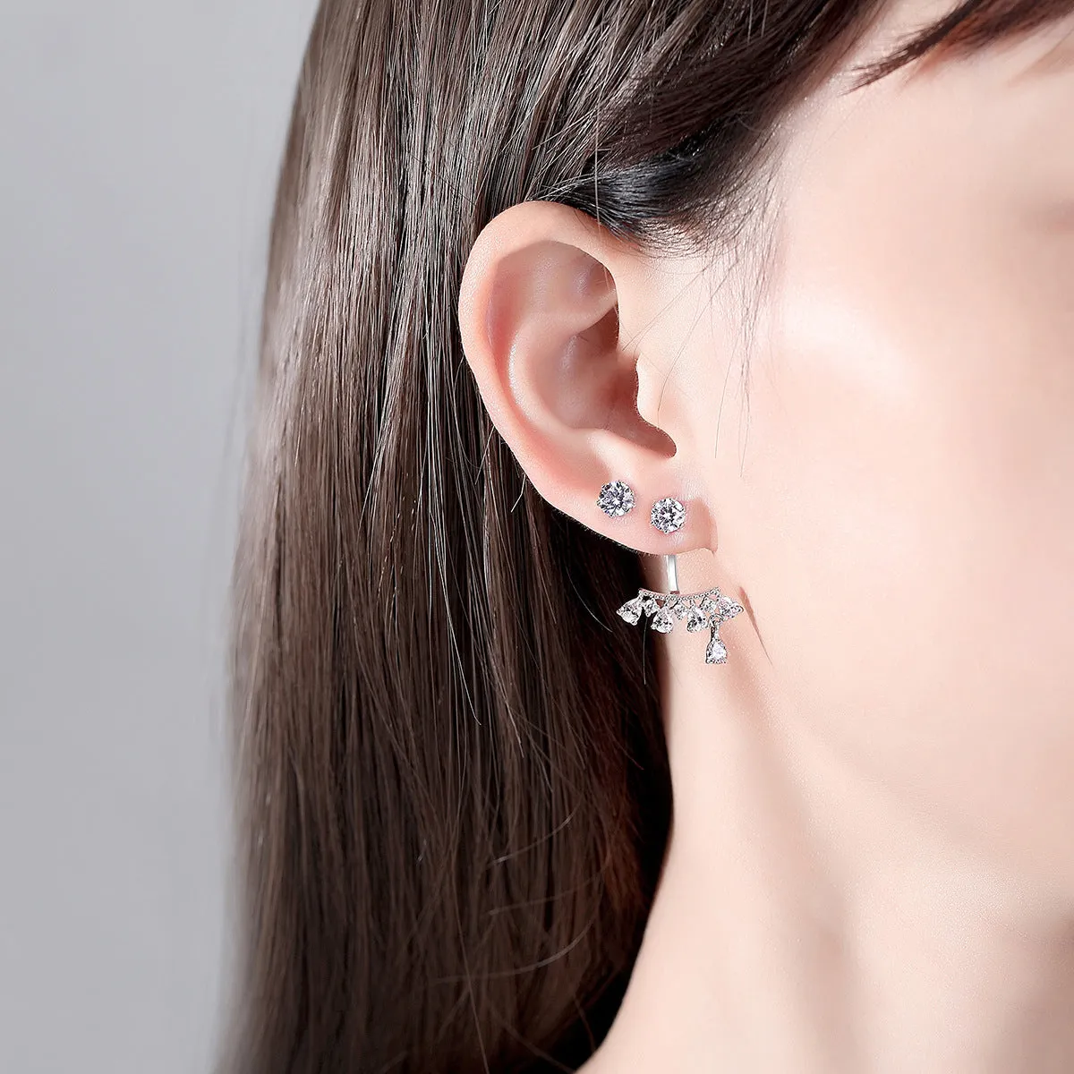Crystal & Silver-Plated Drop Tassel Asymmetric Earrings