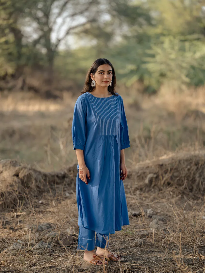 Deep sky kurta set with jaamdani Dupatta
