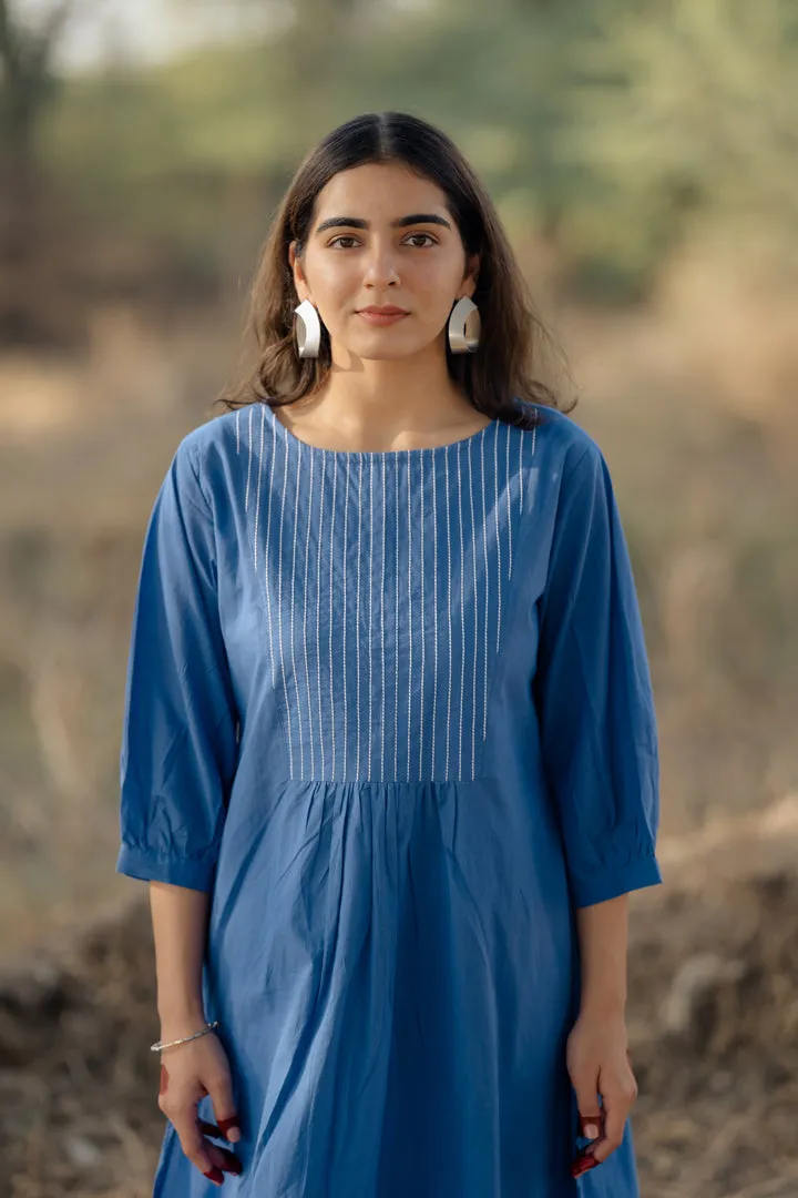 Deep sky kurta set with jaamdani Dupatta