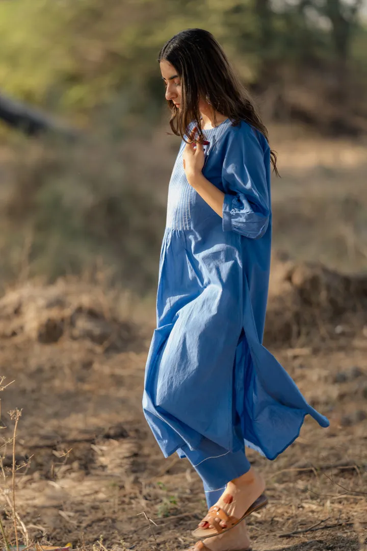 Deep sky kurta set with jaamdani Dupatta