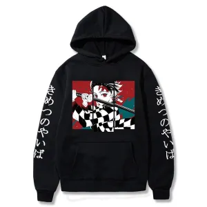 Demon Slayer Anime Tanjiro and Nezuko Hoodie Sweatshirt Women Kimetsu No Yaiba Sweatshirt Streetwear Sudadera Mujer