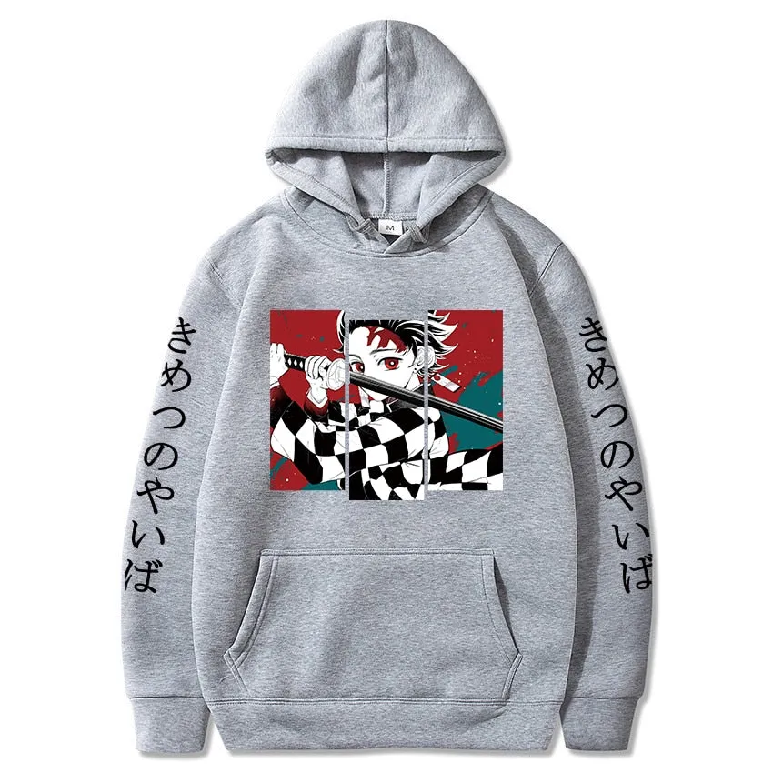 Demon Slayer Anime Tanjiro and Nezuko Hoodie Sweatshirt Women Kimetsu No Yaiba Sweatshirt Streetwear Sudadera Mujer