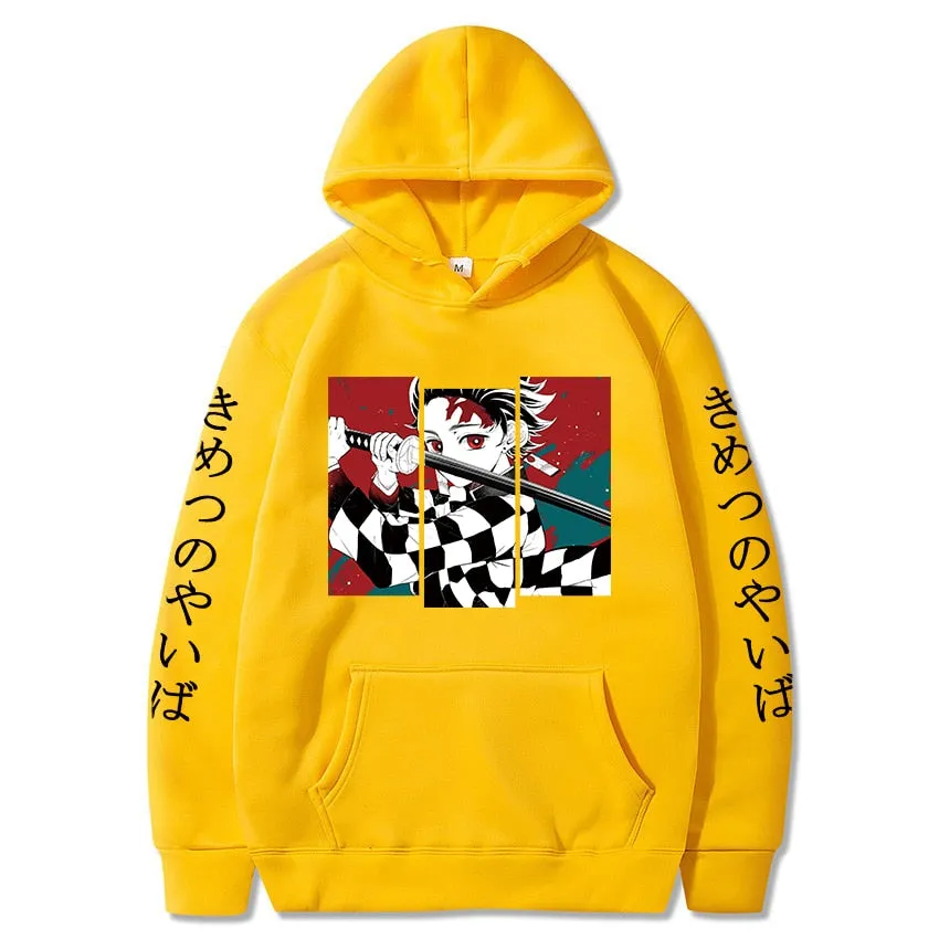 Demon Slayer Anime Tanjiro and Nezuko Hoodie Sweatshirt Women Kimetsu No Yaiba Sweatshirt Streetwear Sudadera Mujer