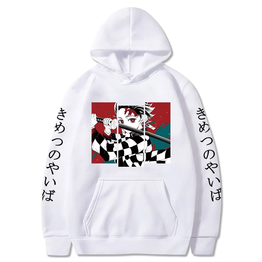 Demon Slayer Anime Tanjiro and Nezuko Hoodie Sweatshirt Women Kimetsu No Yaiba Sweatshirt Streetwear Sudadera Mujer
