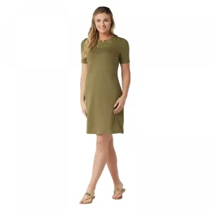 Denim & Co. Women's Plus Size French Terry Short-Sleeve Embroidered Dress