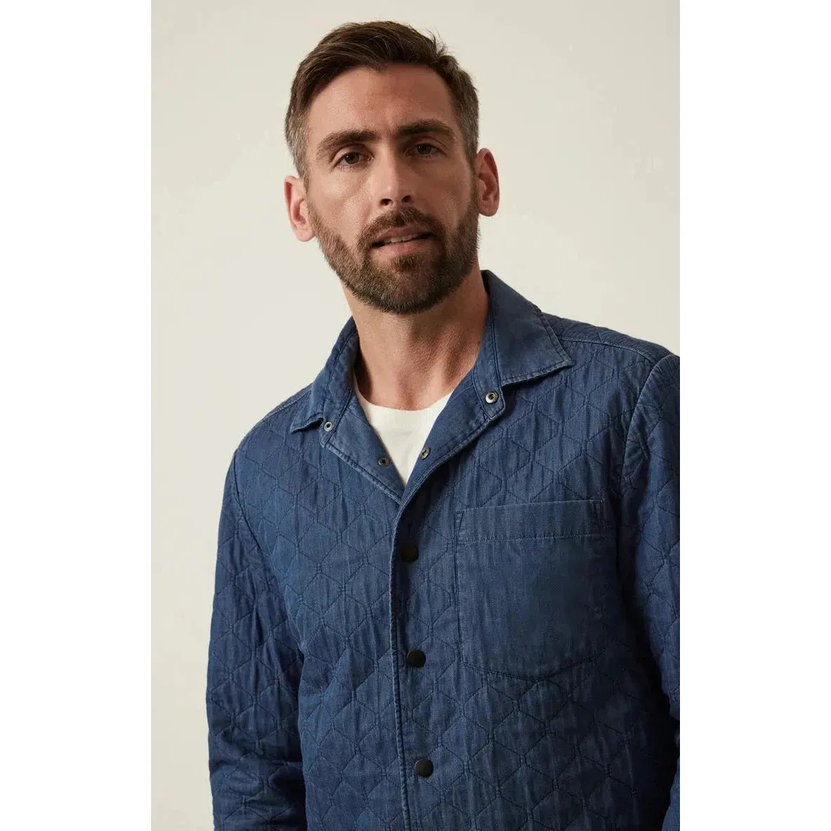 DENIM QUILTED OVERSHIRT INDIGO