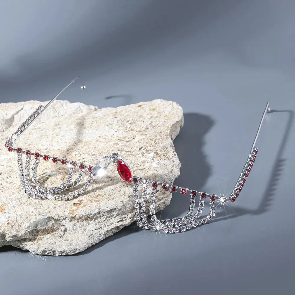 Designer Rhinestone Multilayer Red Crystal Sunglasses Frame