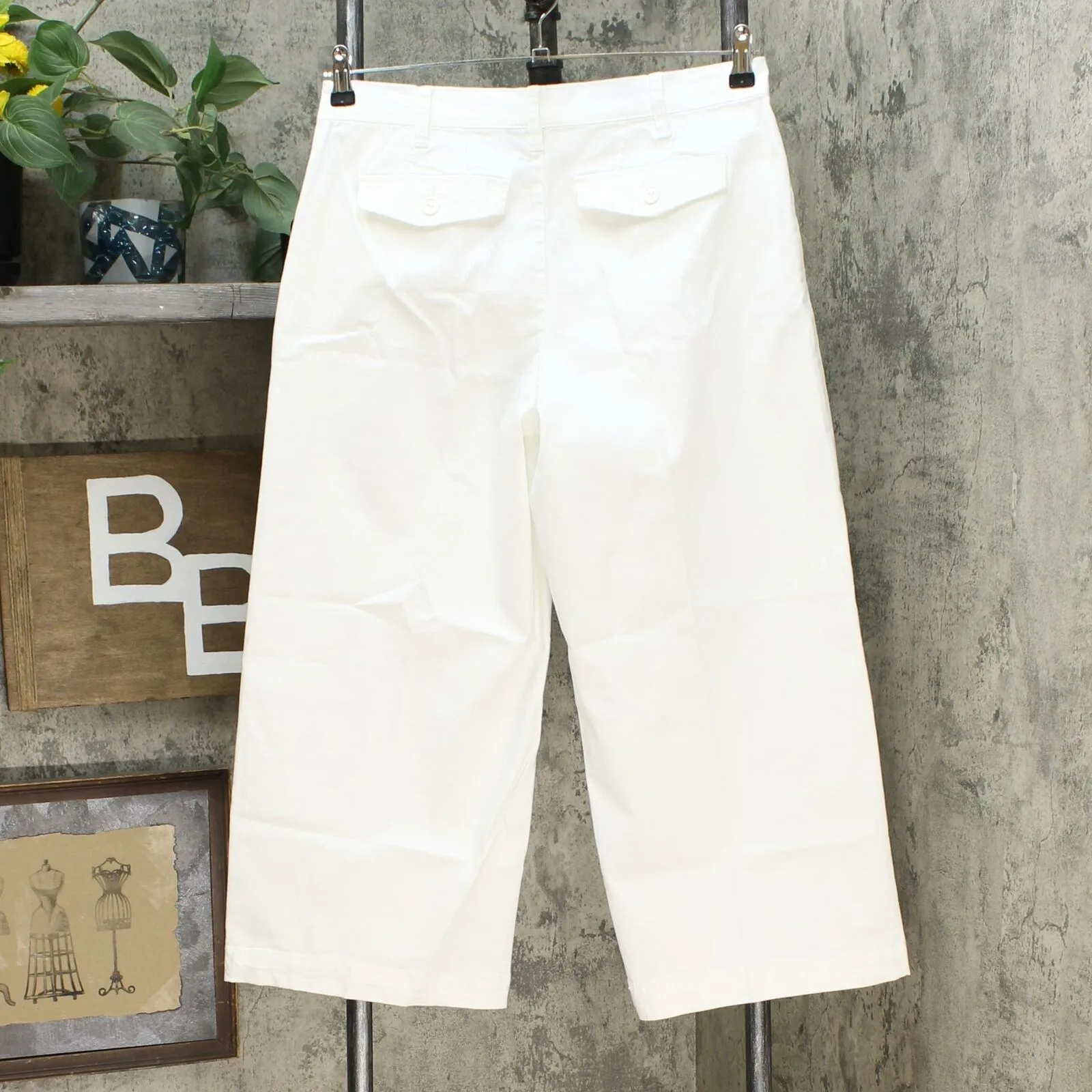 DG2 by Diane Gilman Women's Stretch Twill Wide Leg Chino Pants Ivory Petite 10