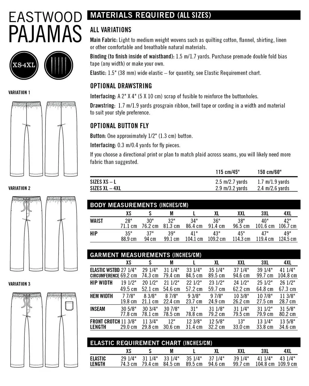 Eastwood Pajamas Sewing Pattern by Thread Theory